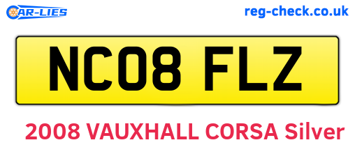 NC08FLZ are the vehicle registration plates.