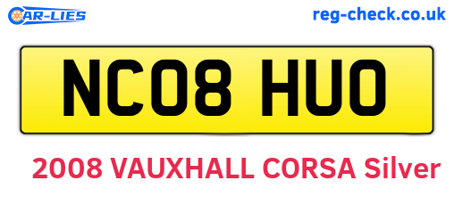 NC08HUO are the vehicle registration plates.