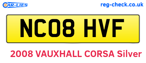 NC08HVF are the vehicle registration plates.