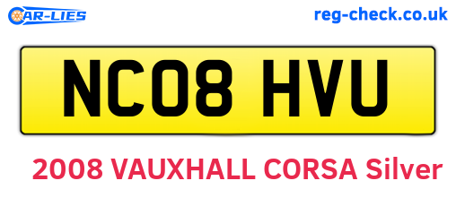 NC08HVU are the vehicle registration plates.