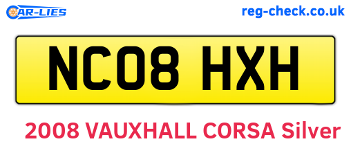 NC08HXH are the vehicle registration plates.