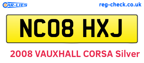 NC08HXJ are the vehicle registration plates.