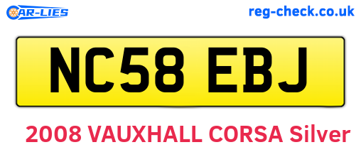 NC58EBJ are the vehicle registration plates.