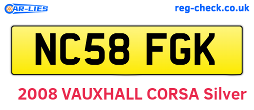 NC58FGK are the vehicle registration plates.