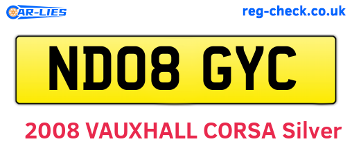 ND08GYC are the vehicle registration plates.