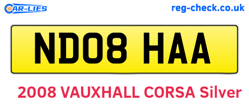 ND08HAA are the vehicle registration plates.