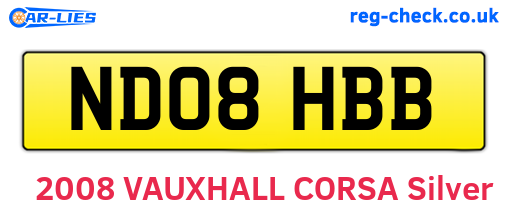 ND08HBB are the vehicle registration plates.