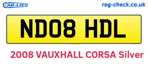 ND08HDL are the vehicle registration plates.