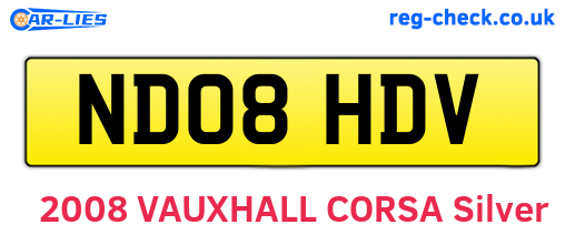 ND08HDV are the vehicle registration plates.