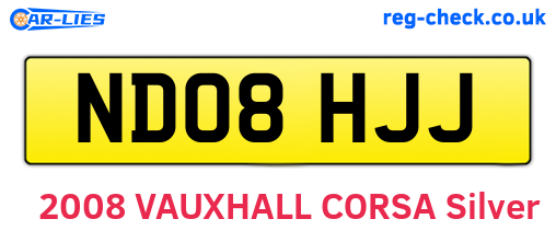 ND08HJJ are the vehicle registration plates.