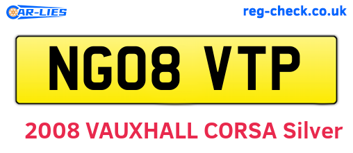 NG08VTP are the vehicle registration plates.