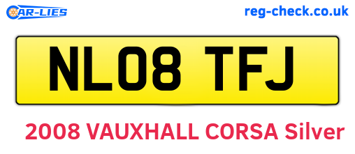 NL08TFJ are the vehicle registration plates.