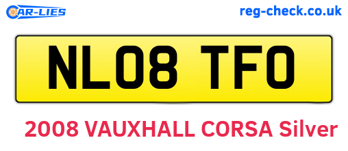 NL08TFO are the vehicle registration plates.