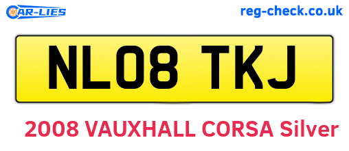 NL08TKJ are the vehicle registration plates.
