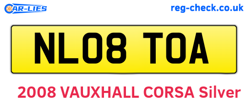 NL08TOA are the vehicle registration plates.