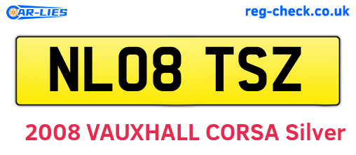 NL08TSZ are the vehicle registration plates.