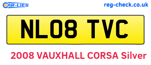 NL08TVC are the vehicle registration plates.