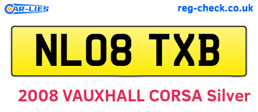 NL08TXB are the vehicle registration plates.
