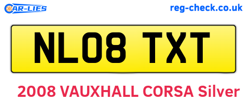 NL08TXT are the vehicle registration plates.