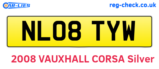 NL08TYW are the vehicle registration plates.
