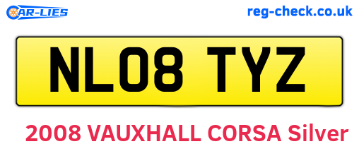 NL08TYZ are the vehicle registration plates.