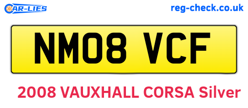 NM08VCF are the vehicle registration plates.