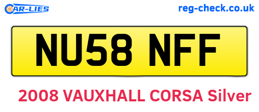 NU58NFF are the vehicle registration plates.