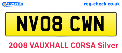 NV08CWN are the vehicle registration plates.