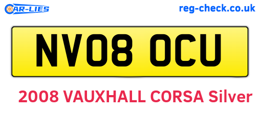 NV08OCU are the vehicle registration plates.