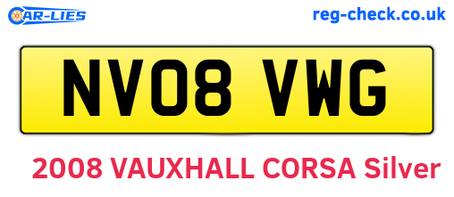 NV08VWG are the vehicle registration plates.