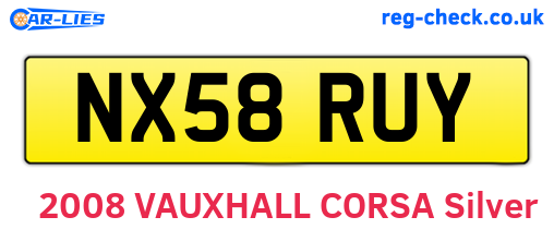 NX58RUY are the vehicle registration plates.