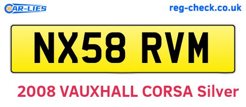 NX58RVM are the vehicle registration plates.