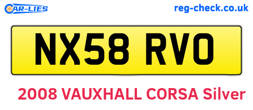 NX58RVO are the vehicle registration plates.