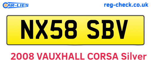 NX58SBV are the vehicle registration plates.
