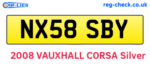 NX58SBY are the vehicle registration plates.
