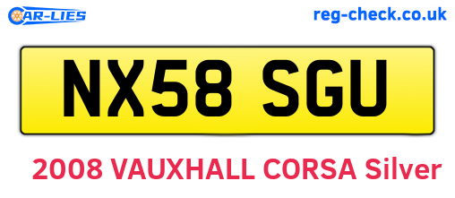 NX58SGU are the vehicle registration plates.