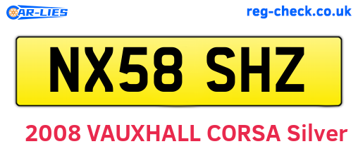 NX58SHZ are the vehicle registration plates.