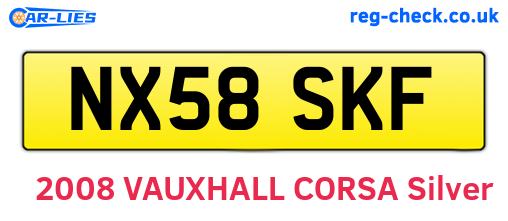 NX58SKF are the vehicle registration plates.