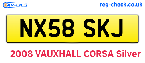 NX58SKJ are the vehicle registration plates.