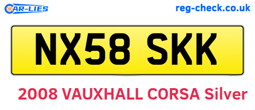 NX58SKK are the vehicle registration plates.
