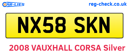 NX58SKN are the vehicle registration plates.