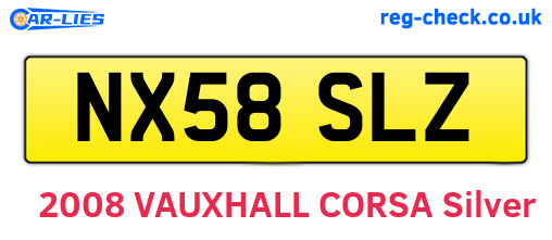 NX58SLZ are the vehicle registration plates.