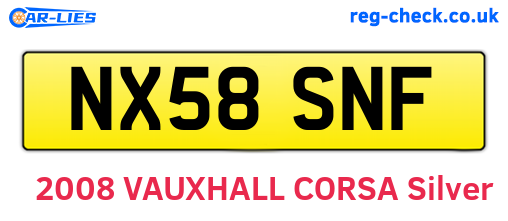 NX58SNF are the vehicle registration plates.