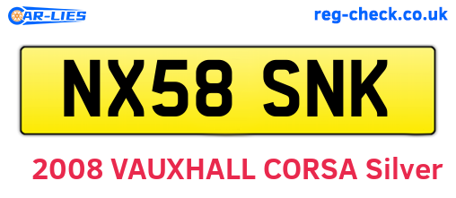 NX58SNK are the vehicle registration plates.