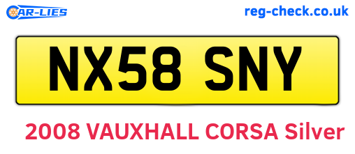 NX58SNY are the vehicle registration plates.