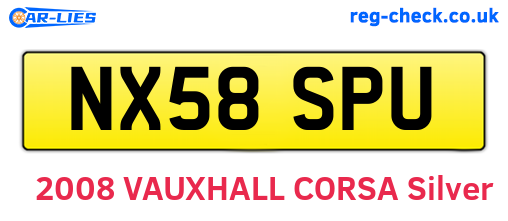 NX58SPU are the vehicle registration plates.