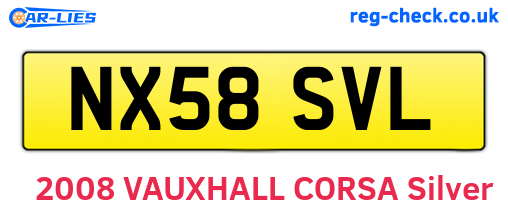 NX58SVL are the vehicle registration plates.