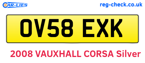 OV58EXK are the vehicle registration plates.