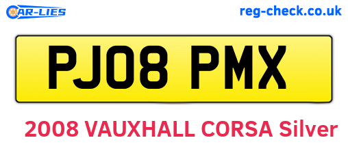 PJ08PMX are the vehicle registration plates.