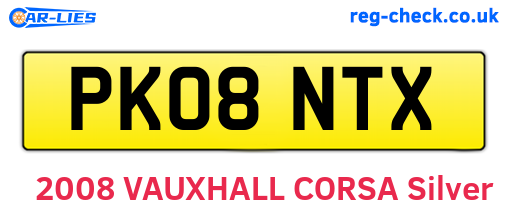 PK08NTX are the vehicle registration plates.